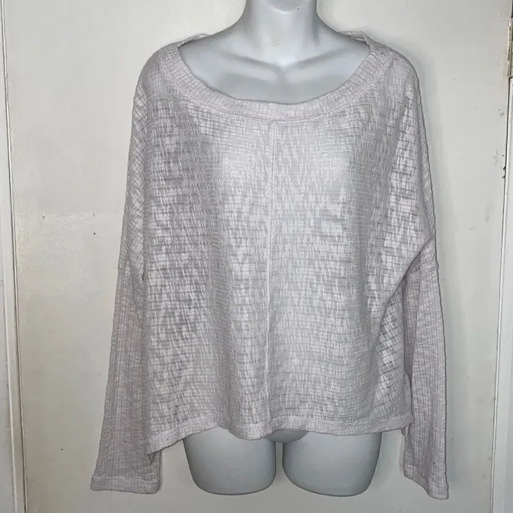 DYLAN White Slub Knit Lightweight Boxy Fit Top-S
